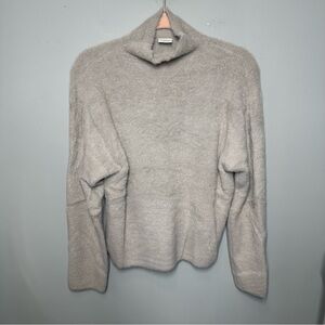Abercrombie & Fitch Faux Fur Eyelash Soft A&F Turtleneck Sweater Beige